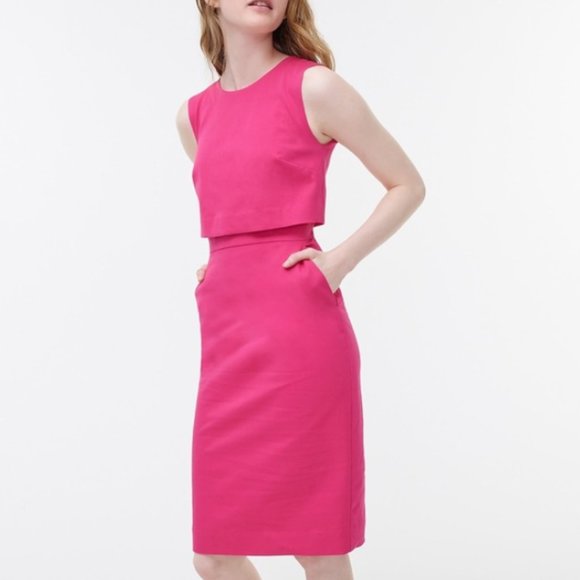 J.Crew Sleeveless going-places dress in bi-stretch cotton-AK641-SOFT FUCHSIA-NWT - Picture 1 of 4